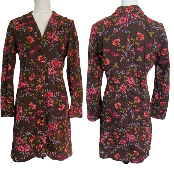 Johnny Was Brown Chrysanthemum embroidered coat - Picture 1 of 5